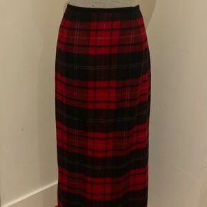 Talbots Red and Black Plaid Maxi Skirt